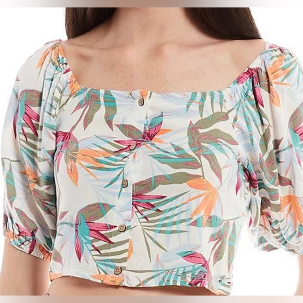 NWT- Roxy pure sugar crop top white floral - size XS - Picture 4 of 10